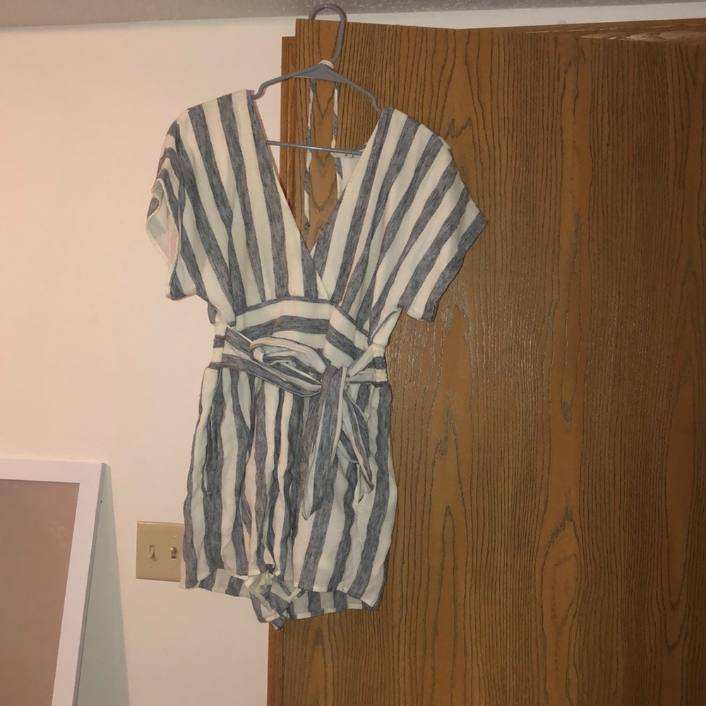 Grey/White stripped romper